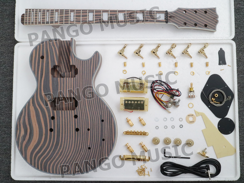 PANGO Lp Custom Zebrawood DIY Electric Guitar Kit / DIY Guitar (PLP066